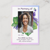 Carte De Visite Memorial Remembrance Watercolor Wild Violet (Devant)