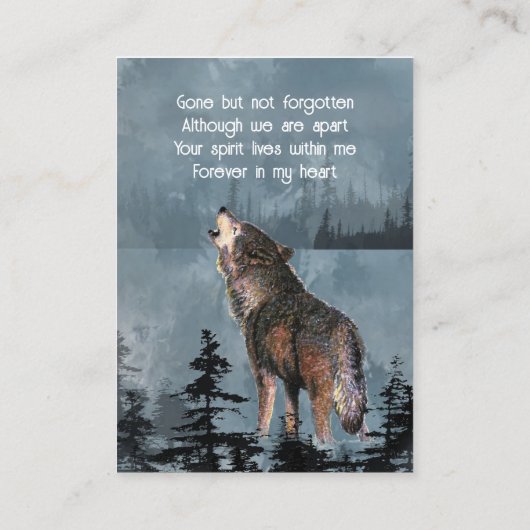 Carte De Visite Memorial Service Keepsaké Howling Wolf (Dos)