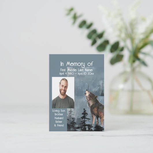 Carte De Visite Memorial Service Keepsaké Howling Wolf (Debout devant)