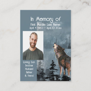 Carte De Visite Memorial Service Keepsaké Howling Wolf