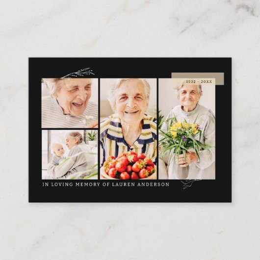 Carte De Visite Memorial Simple Modern 7 Merci de grille photo (Devant)