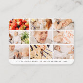 Carte De Visite Memorial Simple Modern 9 Photos Grille Prière (Devant)