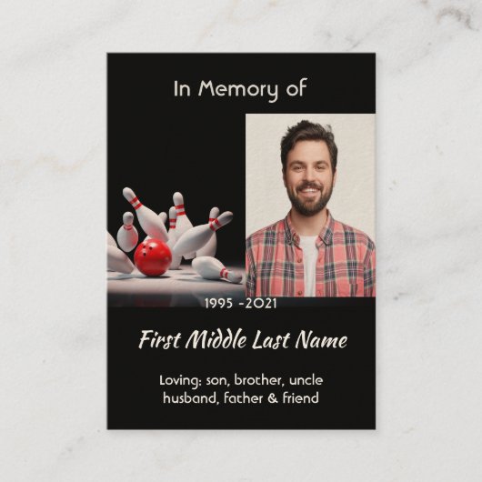 Carte De Visite MemorialKeepsake for Bowling Bowler (Devant)