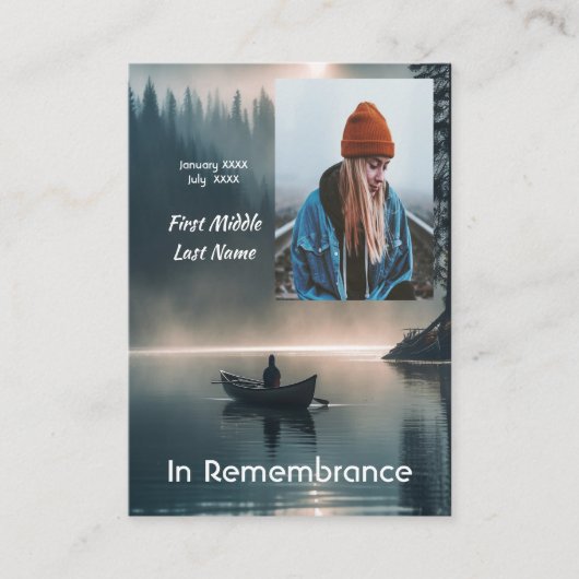 Carte De Visite  Memory Keepsake Wilderness Lake Canoe (Devant)