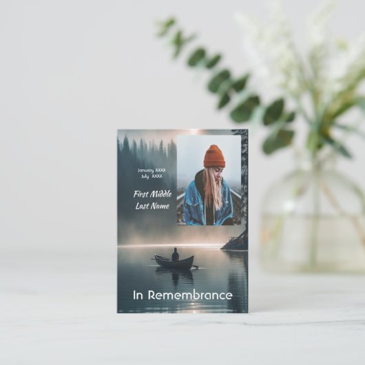 Carte De Visite  Memory Keepsake Wilderness Lake Canoe (Debout devant)