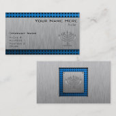 Carte De Visite Menorah ; Métal-regard balayé (Devant / Derrière)