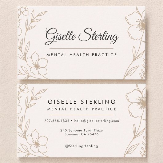 Carte De Visite Mental Health Practice Botanical Floral 