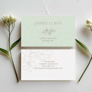 Carte De Visite Menthe Chic minimaliste floral