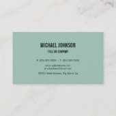 Carte De Visite Menthe classique de toile de Faux (Dos)