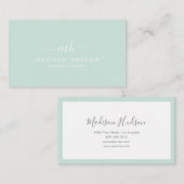 Carte De Visite Menthe élégante professionnelle minimaliste (Devant / Derrière)