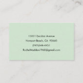 Carte De Visite Menthe Green Feminine Minimale Script Nom personna (Dos)