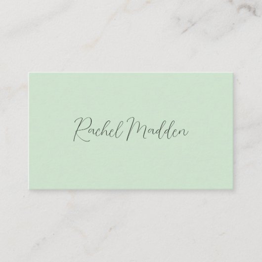 Carte De Visite Menthe Green Feminine Minimale Script Nom personna (Devant)