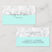 Carte De Visite Menthe moderne élégante et coiffeur de marbre (Devant / Derrière)