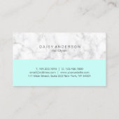 Carte De Visite Menthe moderne élégante et coiffeur de marbre (Dos)