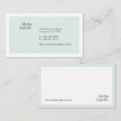 Carte De Visite Menthe pâle et typographie blanche minimaliste mod (Devant / Derrière)