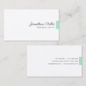 Carte De Visite Mention personnalisée Vert Blanc moderne Script ma (Devant / Derrière)