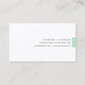 Carte De Visite Mention personnalisée Vert Blanc moderne Script ma (Dos)