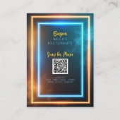 Carte De Visite Menu Neon GlowMenu Restaurant QR Code Panneau de t (Devant)