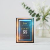 Carte De Visite Menu Neon GlowMenu Restaurant QR Code Panneau de t (Debout devant)