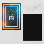 Carte De Visite Menu Neon GlowMenu Restaurant QR Code Panneau de t (Devant / Derrière)