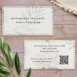 Carte De Visite Menu QR Code Moderne Élégant pour Restaurant Itali