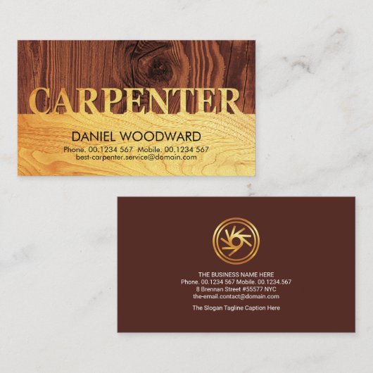 Carte De Visite Menuiserie en bois de bois Signalisation Menuiseri (Devant / Derrière)