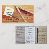 Carte De Visite Menuiserie, fonctionnement du bois et monteur de (Devant / Derrière)