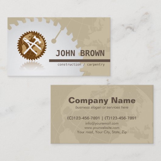 Carte De Visite Menuiserie globale professionnelle de construction (Devant / Derrière)