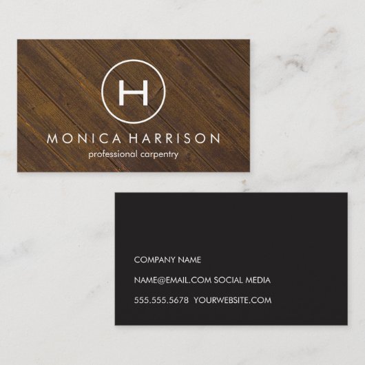 Carte De Visite Menuiserie Monogram Wood (Devant / Derrière)