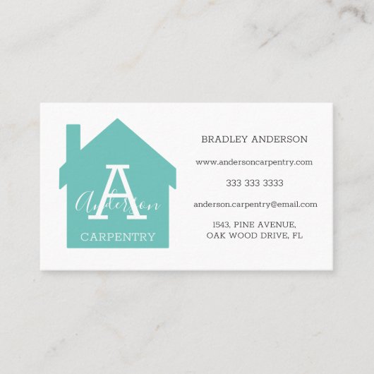 Carte De Visite Menuiserie Monogramme moderne (Devant)