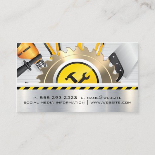 Carte De Visite Menuiserie | Outils de construction (Dos)