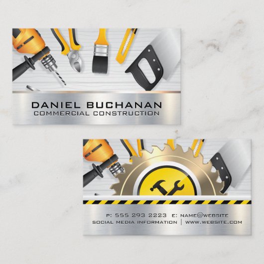 Carte De Visite Menuiserie | Outils de construction (Devant / Derrière)