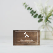 Carte De Visite Menuiserie Rustique Grain de Bois Professionnel (Debout devant)