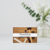 Carte De Visite Menuiserie Rustique Professionnelle Grain de Bois (Debout devant)