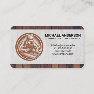 Carte De Visite Menuisier travaillant sur un projet Réparateur