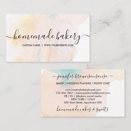 Carte De Visite Mer Bleu Turquoise Crème Simple Ombre Loyalty Boul (Devant / Derrière)