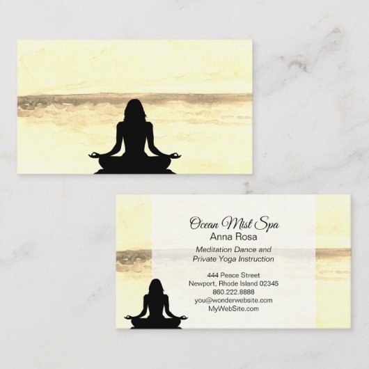 Carte De Visite Mer de méditation de Mindfulness de plage d'océan (Devant / Derrière)