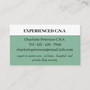Carte De Visite Mer Noire Vert Simple CNA