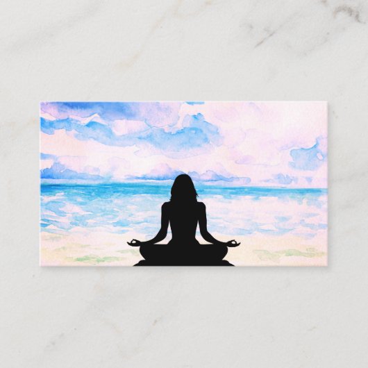 Carte De Visite *~* Mer Océan Yoga Plage Méditation Mindfulness (Devant)