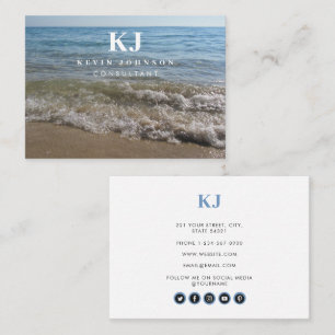 Carte De Visite Mer & Sand Beach Waves Sociale Media Icons