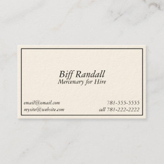 Carte De Visite Mercenaire de plaisanterie de nouveauté de KRW