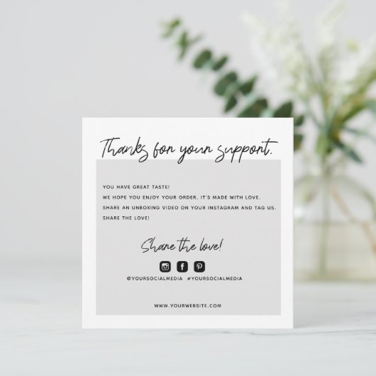 Carte de visite Merci (Debout devant)