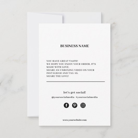 Carte de visite Merci (Dos)