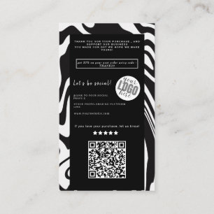 Carte De Visite Merci Abstrait noir et blanc