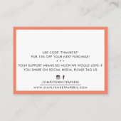 Carte De Visite MERCI affaires moderne insérer serif pêche (Dos)