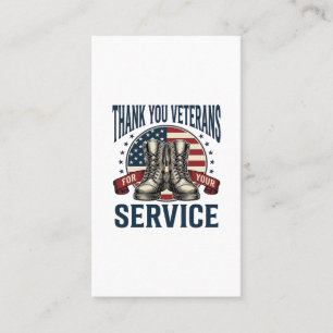 Carte De Visite Merci aux vétérans Bottes patriotiques Design vint