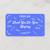 Carte De Visite Merci bleu et blanc Insertion/Carte de visite (Devant)