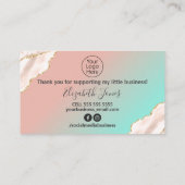 Carte De Visite Merci bleu rose Glam Agate Pour Votre Achat (Dos)
