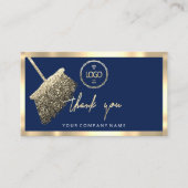 Carte De Visite Merci Business Insertion Logo Gold Cleaning Marine (Devant)