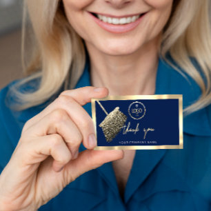 Carte De Visite Merci Business Insertion Logo Gold Cleaning Marine